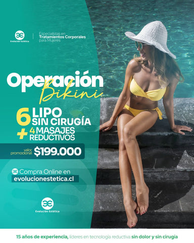 Operación Bikini 6 Sesiones Lipo Sin Cirugía + 4 Sesiones de Masaje Reductivo