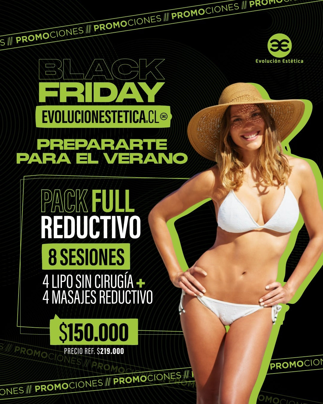 Pack Full Reductivo 8 Sesiones: 4 Lipo Sin Cirugía + 4 Sesiones de Masaje Reductivo Black Friday